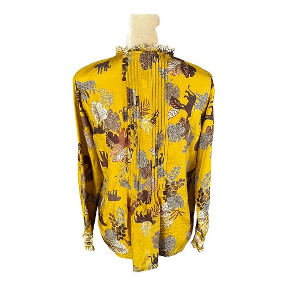 Johnny Was Taly Evette Silk Blouse Peasant Elephant Safari Size XS - Picture 7 of 8